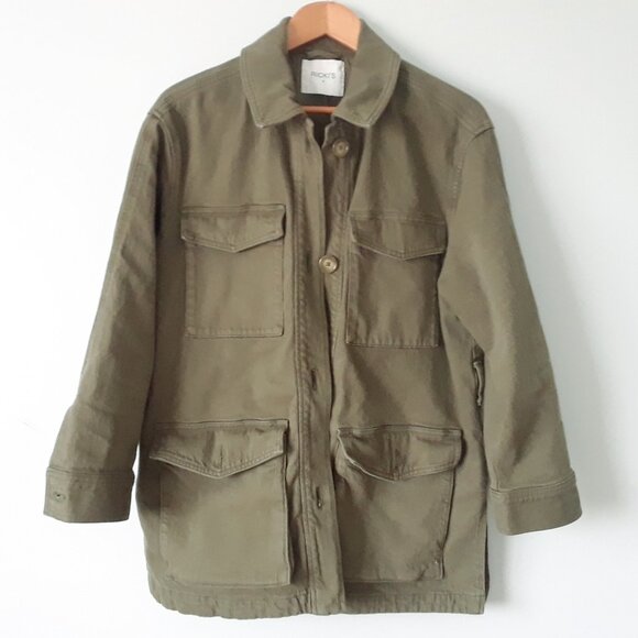 Ricki's Army Green Cotton Denim Utility Jacket - Picture 2 of 8